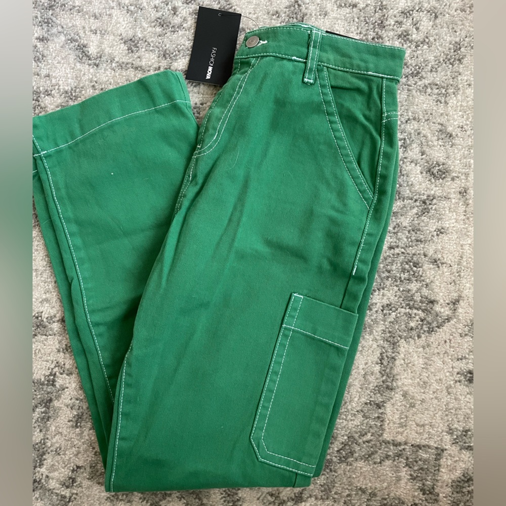 Fashion Nova Green Carpenter Jeans